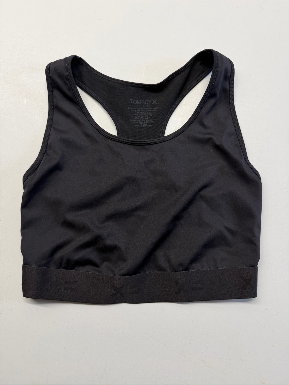 TomboyX Black Racerback Sports Bra with Elastic Underband